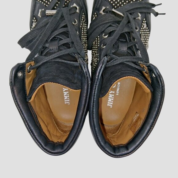 Jimmy Choo Shoes Womens EU 36 US 6 Black High Top Star Studded Made in Italy - Picture 8 of 14